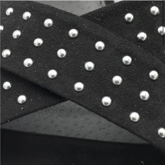 Steve Madden Rosa Studded Black Platform Suede Sandal Heel - Picture 3 of 7